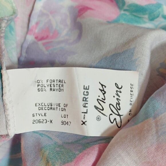 NWT Vtg Miss Elaine Floral Nightgown XL Sleepwear Pastel Pink Blue Cottagecore - Picture 7 of 7